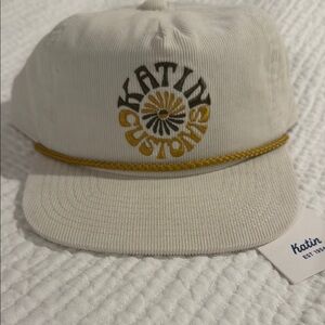 Katin cream corduroy hat with gold Embroidery￼ 
￼￼